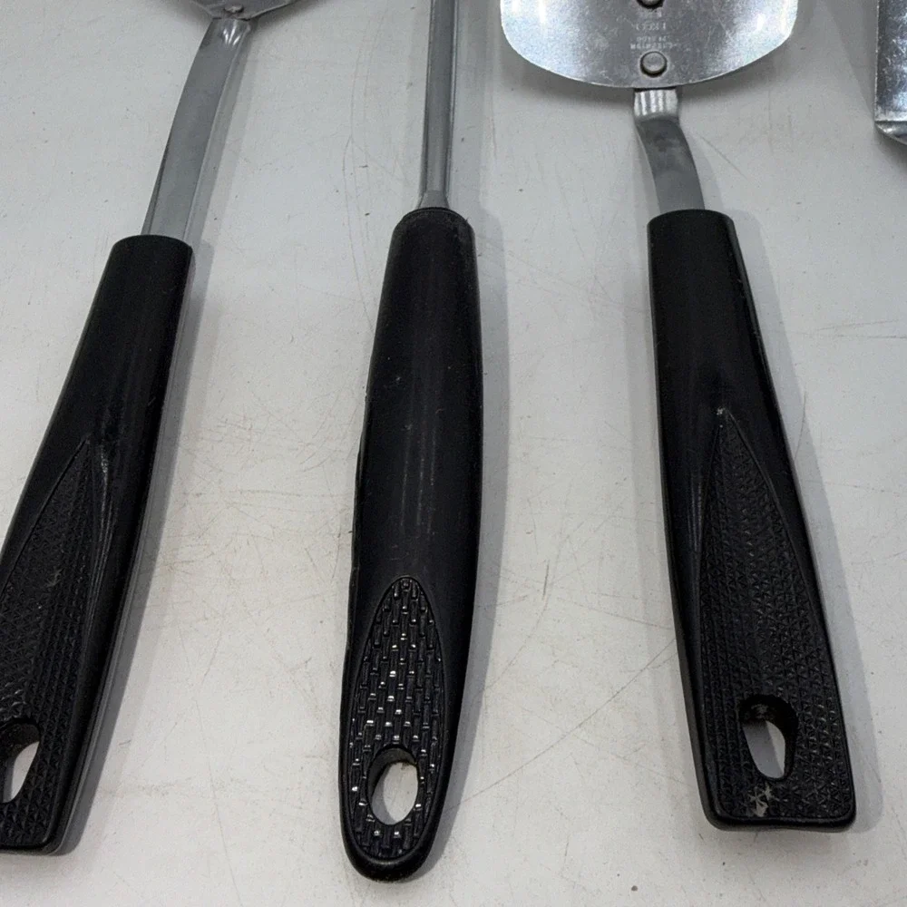 Ekco Kitchen Utensil Set USA Chrome Black Handles VTG Chromium Plated MCM